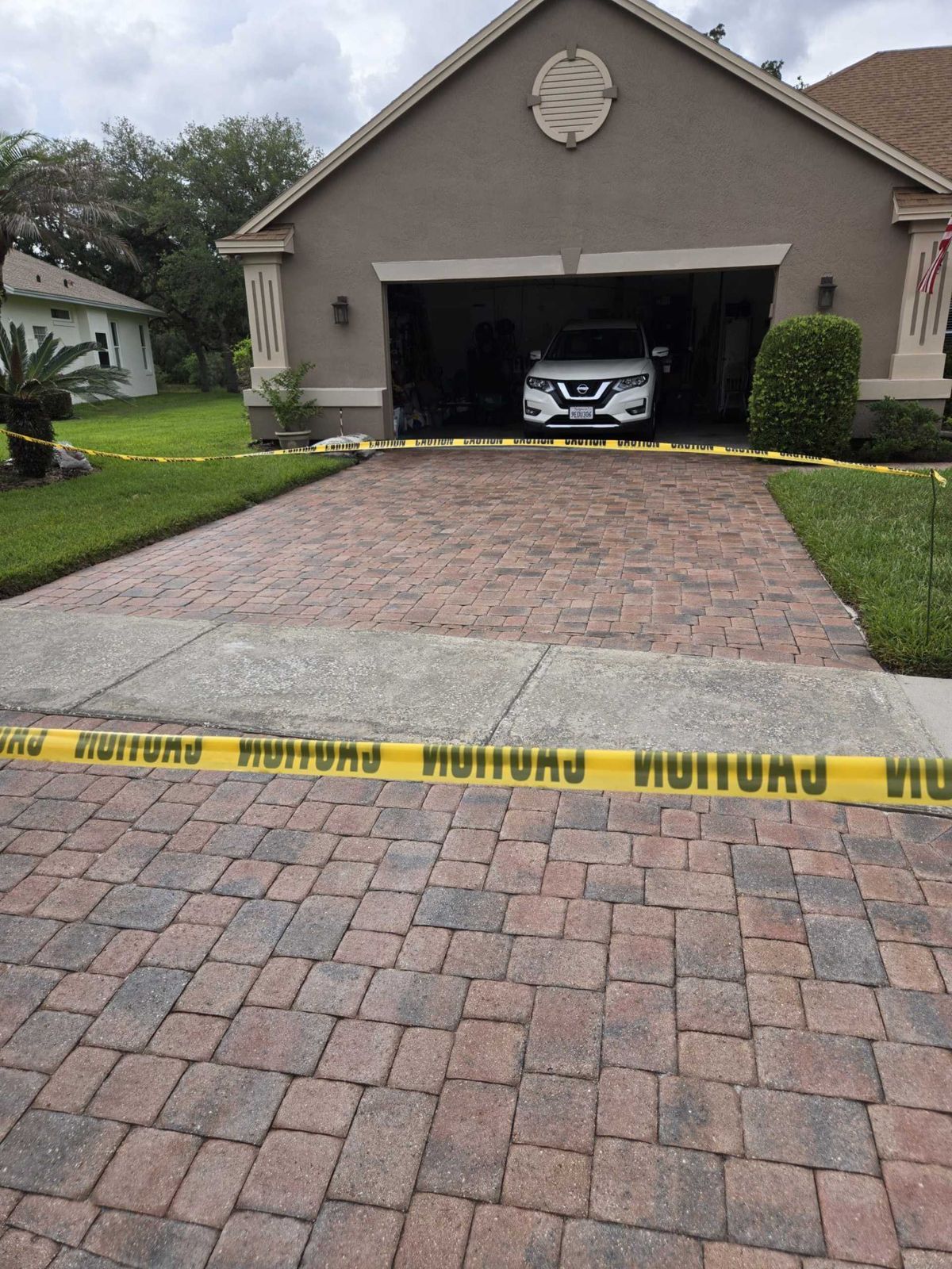 Oviedo pavers after cleaning, sanding, and sealing
